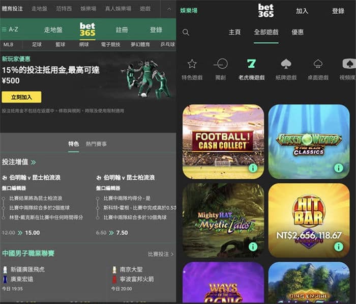 雖沒有BET台灣版，但目前已經支持繁體中文也有電子遊戲