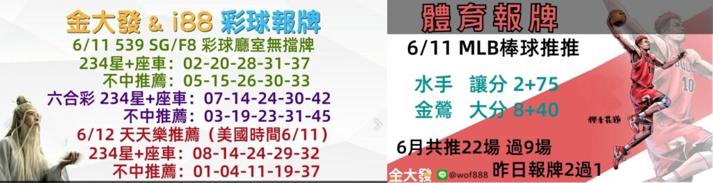 539報5碼、運彩分析-2024年6月勝率表-金大發娛樂城 30 彩球報牌&運彩報牌