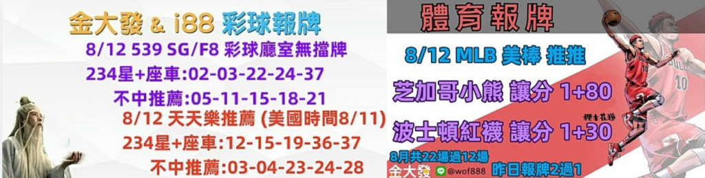 539免費報牌、運彩分析-2024年8月勝率表-金大發娛樂城 29 彩球報牌&運彩報牌