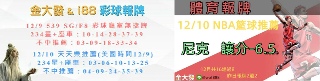 539免費報牌、運彩討論區-2024年12月勝率表-金大發娛樂城 25 1209 合