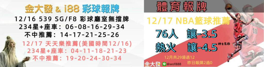 539免費報牌、運彩討論區-2024年12月勝率表-金大發娛樂城 18 1216 合