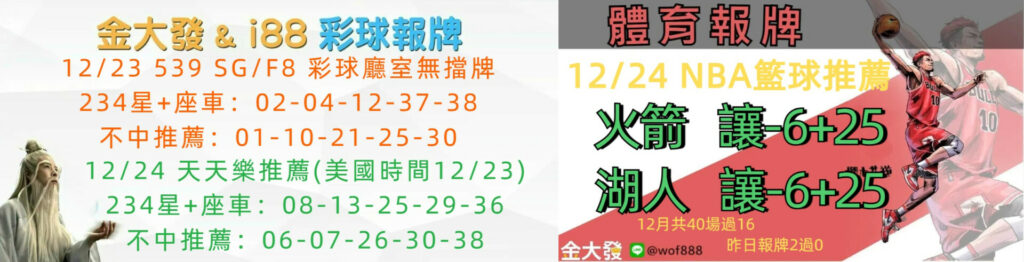 539免費報牌、運彩討論區-2024年12月勝率表-金大發娛樂城 11 1223 合