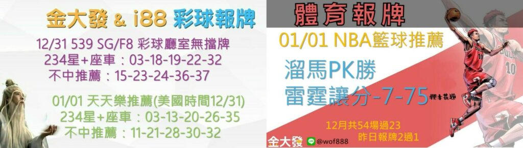 539免費報牌、運彩討論區-2024年12月勝率表-金大發娛樂城 3 1231