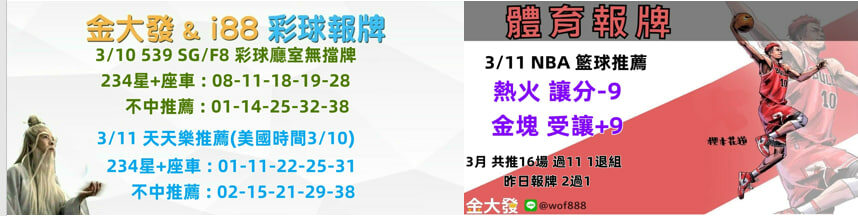 539免費報牌、運彩討論區-2025年3月勝率表-金大發娛樂城 24 31010