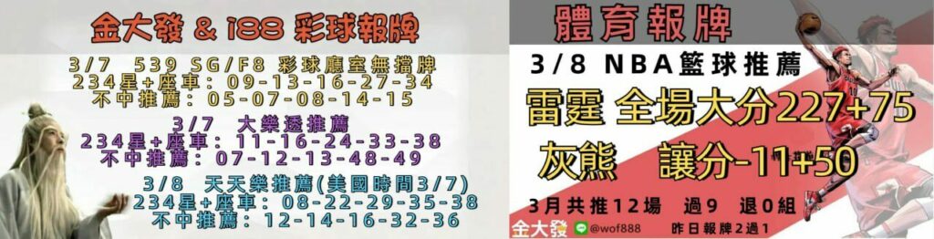 539免費報牌、運彩討論區-2025年3月勝率表-金大發娛樂城 27 38