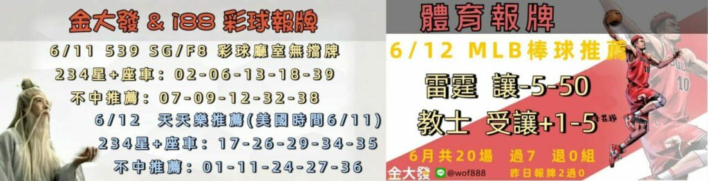 539免費報牌、運彩討論區-2025年6月勝率表-金大發娛樂城 22 000000000000