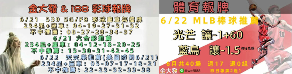 539免費報牌、運彩討論區-2025年6月勝率表-金大發娛樂城 12 0621 合