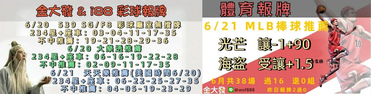 539免費報牌、運彩討論區-2025年6月勝率表-金大發娛樂城 13 76978524
